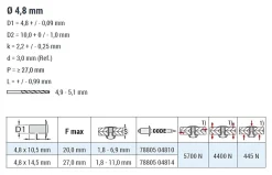 Hochfeste Blindniete Stahl/Stahl (Ø x L) 4,8 x 14,5 mm mit Flachkopf - Niete mit gerilltem Nietdorn - GO-LOCK