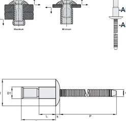 Hochfeste Blindnieten Aluminium/Aluminium (Ø x L) 4,8 x 10,5 mm mit Flachkopf - Niete mit gerilltem Nietdorn - Hochfeste Nieten - M-LOCK