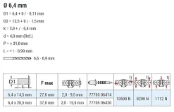 Hochfeste Blindnieten Edelstahl A2/Edelstahl A2 (Ø x L) 6,4 x 20,5 mm mit Flachkopf - Niete mit gerilltem Nietdorn - Hochfeste Nieten - GO-LOCK