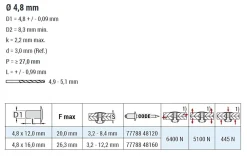Hochfeste Blindnieten Stahl/Stahl (Ø x L) 4,8 x 16,0 mm mit Senkkopf - Niete mit gerilltem Nietdorn - Hochfeste Nieten - M-LOCK