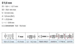 Hochfeste Blindnieten Stahl/Stahl (Ø x L) 9,8 x 21,3 mm mit Flachkopf - Niete mit gerilltem Nietdorn - Hochfeste Nieten - GO-LOCK