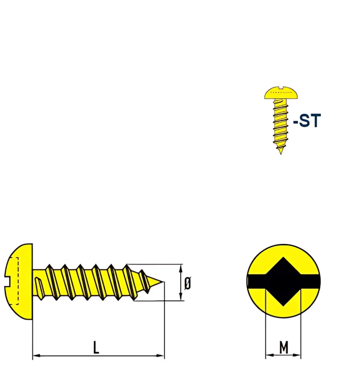 Linsenblechschrauben (Ø x L) 4,8 x 16 mm Stahl verzinkt Linsenkopf Längsschlitz – Linsenkopfschrauben - Blechschrauben