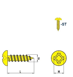 Linsenblechschrauben (Ø x L) 4,2 x 9,5 mm Stahl verzinkt Linsenkopf Phillips-Kreuzschlitz PH DIN7981 ISO7049 Werksnorm – Linsenkopfschrauben - Blechschrauben