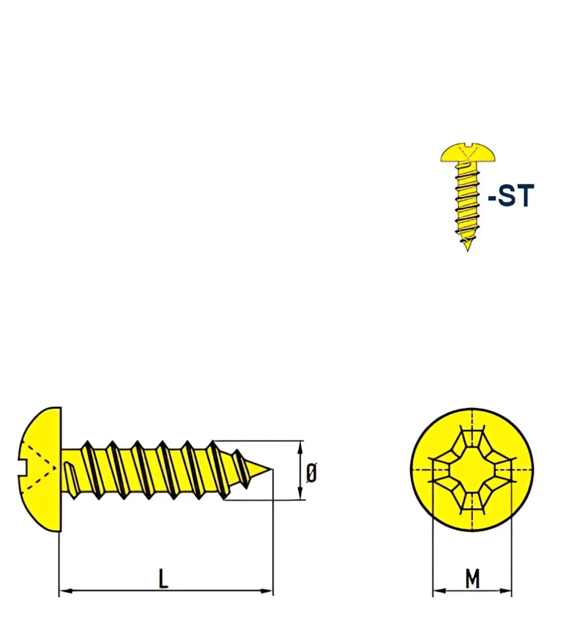Linsenblechschrauben (Ø x L) 4,8 x 16 mm Stahl verzinkt Linsenkopf Phillips-Kreuzschlitz PH DIN7981 ISO7049 Werksnorm – Linsenkopfschrauben - Blechschrauben