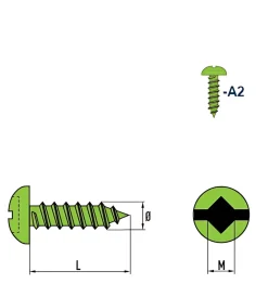 Linsenblechschrauben (Ø x L) 4,2 x 16 mm Edelstahl A2 Linsenkopf Längsschlitz - Linsenkopfschrauben – Blechschrauben