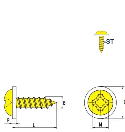 Linsenblechschrauben mit PA Scheibe (Ø x L) 4,2 x 13 mm Stahl verzinkt Linsenkopf Phillips-Kreuzschlitz PH DIN7981 ISO7049 Werksnorm – Linsenkopfschrauben - Blechschrauben
