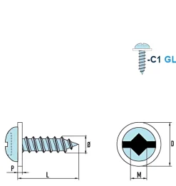 Linsenblechschrauben mit PA Scheibe (Ø x L) 4,8 x 19 mm Edelstahl C1 GOEBEL silber GL Linsenkopf Innenvierkant – Linsenkopfschrauben - Blechschrauben