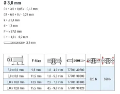Mehrbereichsblindnieten Aluminium/Stahl (Ø x L) 3,0 x 8,0 mm Flachkopf Niete - Mehrbereichsnieten - MULTI