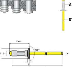 Mehrbereichsblindnieten Aluminium/Stahl (Ø x L) 3,2 x 16,0 mm Senkkopf Niete - Mehrbereichsnieten - MULTI