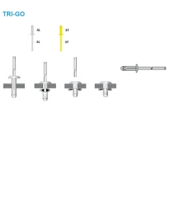 Presslaschenblindnieten (Leichtbau) Aluminium/Aluminium 4,8 x 24,5 mm mit Flachkopf - Presslaschen-Blindniete - Presslaschenblindniete (Leichtbau) - TRI-GO