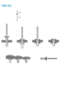 Presslaschen-Blindnieten mit gerilltem Nietdorn und EPDM Dichtscheibe Aluminium/Aluminium 5,2 x 22,2 mm Flachkopf - Presslaschen-Blindniete mit gerilltem Nietdorn und EPDM Dichtscheibe - Presslaschenblindniete (Konstruktionsbau) - TRE-GO