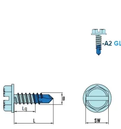 Sechskant-Bohrschrauben A2 GL R16 (Ø x L) 5,5 x 38 mm Bohrleistung 6,0 mm mit EPDM Scheibe DIN 7504 K - Selbstbohrschrauben