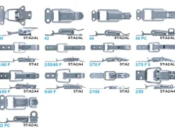 Spannverschluss Aluminium 802 schmales Kappenschloss selbstschliessend mit gerader Grundtplatte und Gegenhaken - Kistenverschluss - Kofferverschluss - Hebel Verschluss