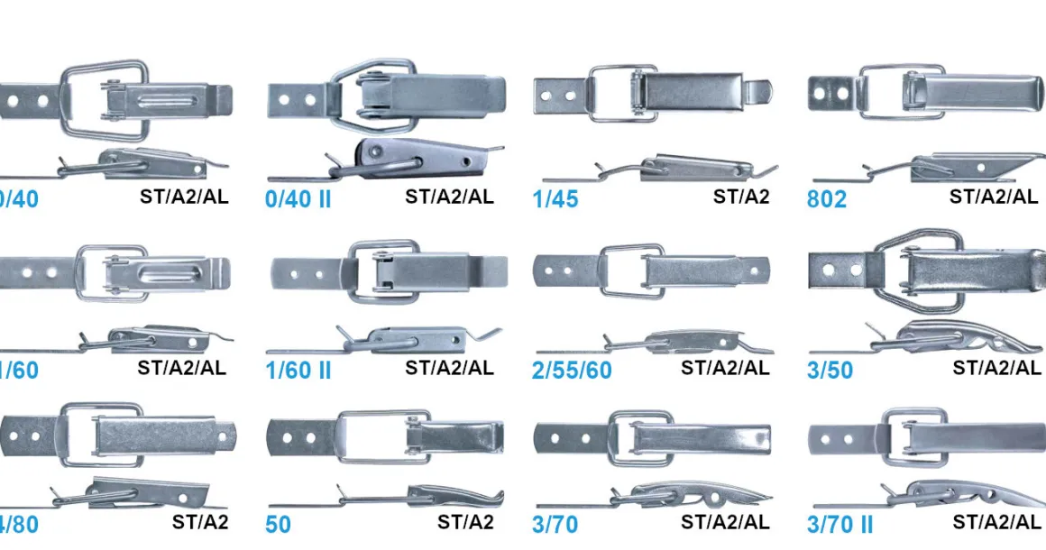 Spannverschluss Edelstahl A2 2/55/60 Standard Kappenschloss mit gewölbter Grundtplatte und Gegenhaken - Kistenverschluss - Kofferverschluss - Hebel Verschluss
