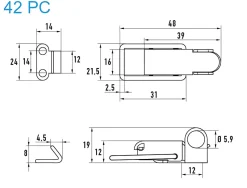 Spannverschluss mit Verschlussvorrichtung Stahl verzinkt 42 PC kleines Kappenschloss mit Verschlussvorrichtung gerader Grundtplatte und Gegenhaken - Kistenverschluss - Kofferverschluss - Hebel Verschluss