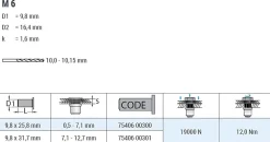 Spreiz-Blindnietmutter Nietmutter M6 Stahl verzinkt (Ø x L) 9,8 mm x 31,7 mm Flachkopf Rundschaft geschlitzt vorgestaucht Schaftende offen Einziehmutter Einnietmuttern - GO-SPLIT