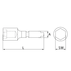 Steckschlüssel SW1/4" - Form G 7 / FEIN - mit Magnet aus Werkzeugstahl