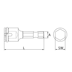 Steckschlüssel SW3/8" mit Klemmfeder aus Werkzeugstahl