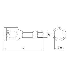 Steckschlüssel SW3/8" mit Kugelsicherung aus Werkzeugstahl