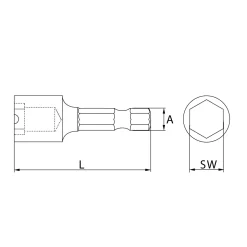 Steckschlüssel SW1/4" mit Magnet aus Werkzeugstahl